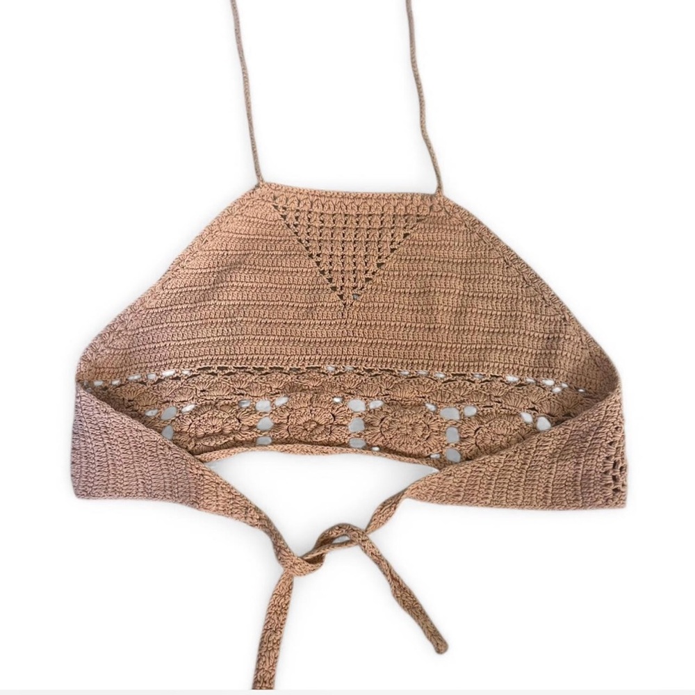 Hand Crafted Tan Crochet Tank Top